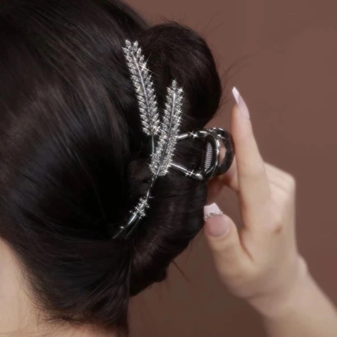 新疆包邮麦穗气质鲨鱼抓夹女高级感发饰后脑勺大号鲨鱼夹气质发圈