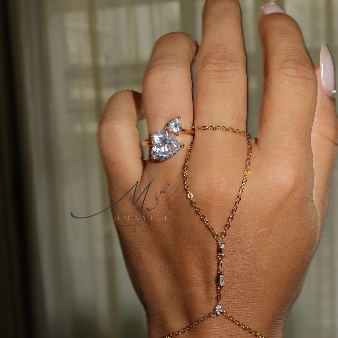 黄铜锆石戒指 MAYILI 双钻锆石铜戒指