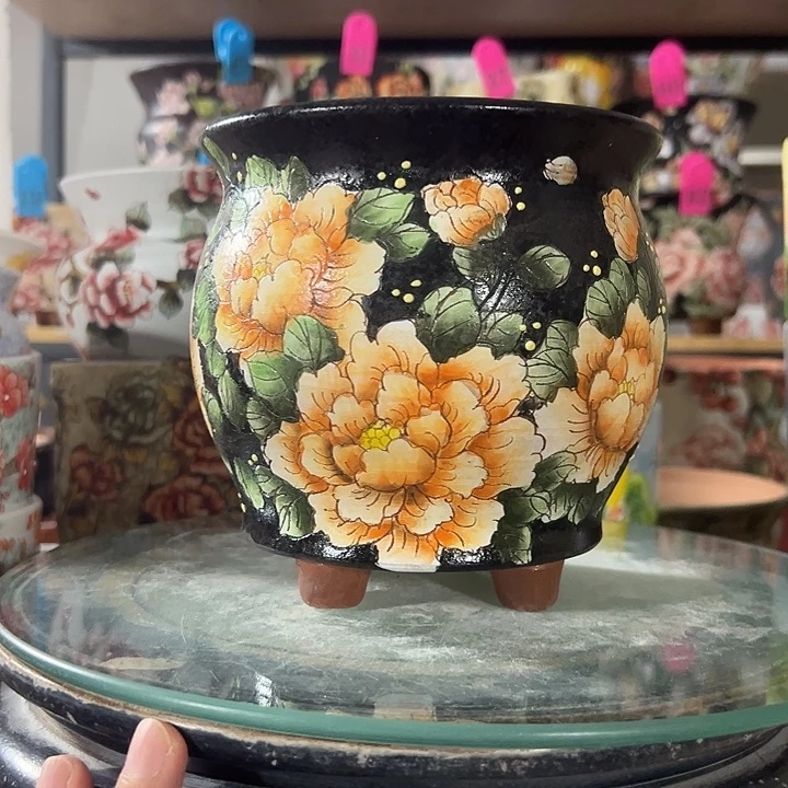 满38包邮 景德镇手绘花盆