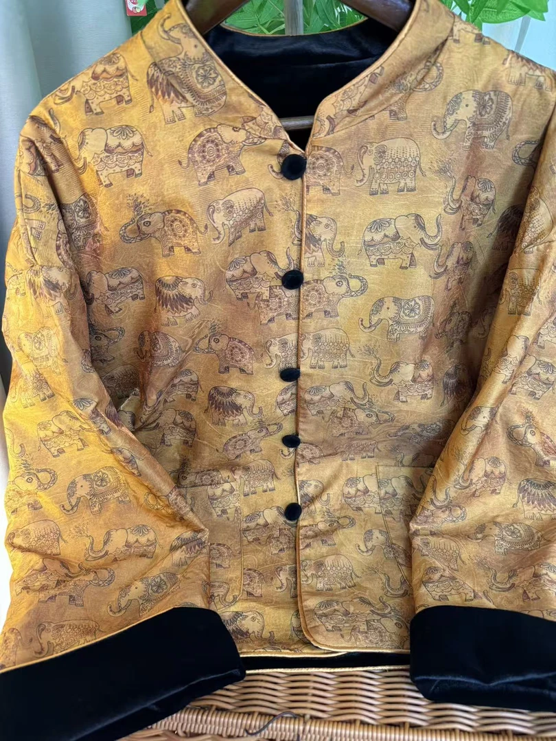 悦季精品（吉祥如意）复古百搭休闲提花双面双穿外套