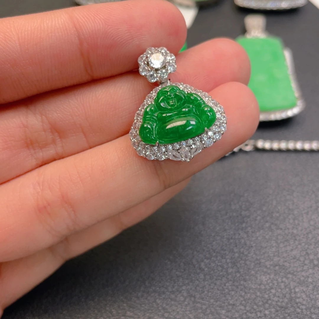 翡翠银S925镶嵌吊坠(不含链)