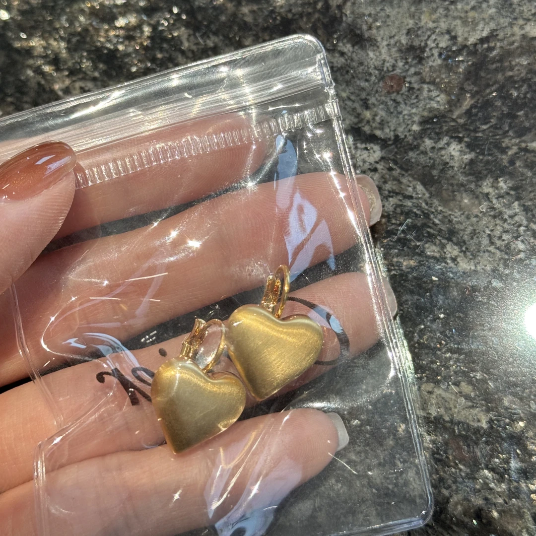 合金耳饰 4号拉丝爱心耳钉