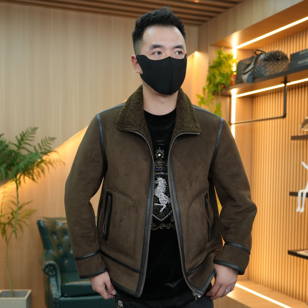 羊毛时尚保暖夹克男士轻奢立领秋冬双面穿潮流修身休闲商务夹克
