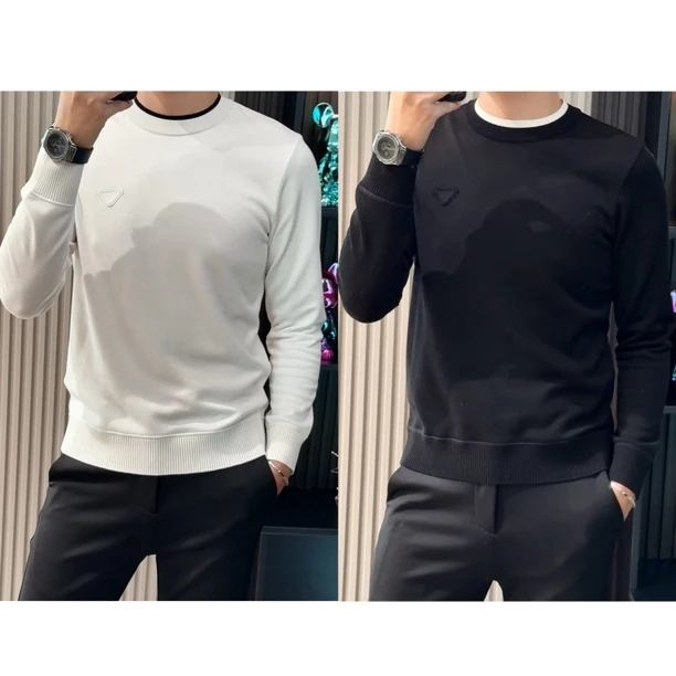 小雨男装｜9601秋冬新品男款长袖毛衣叠领拼色羊毛针织衫S