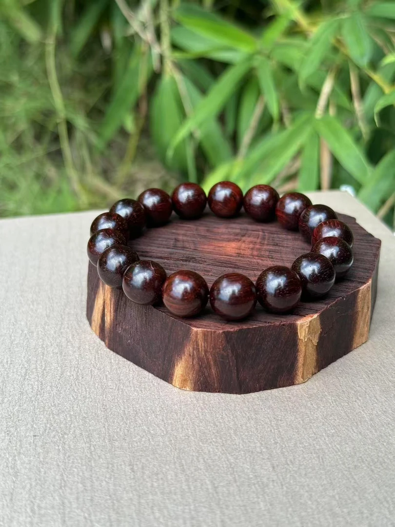 印度小叶紫檀黑飘红1.0x18颗单圈 原汁原味