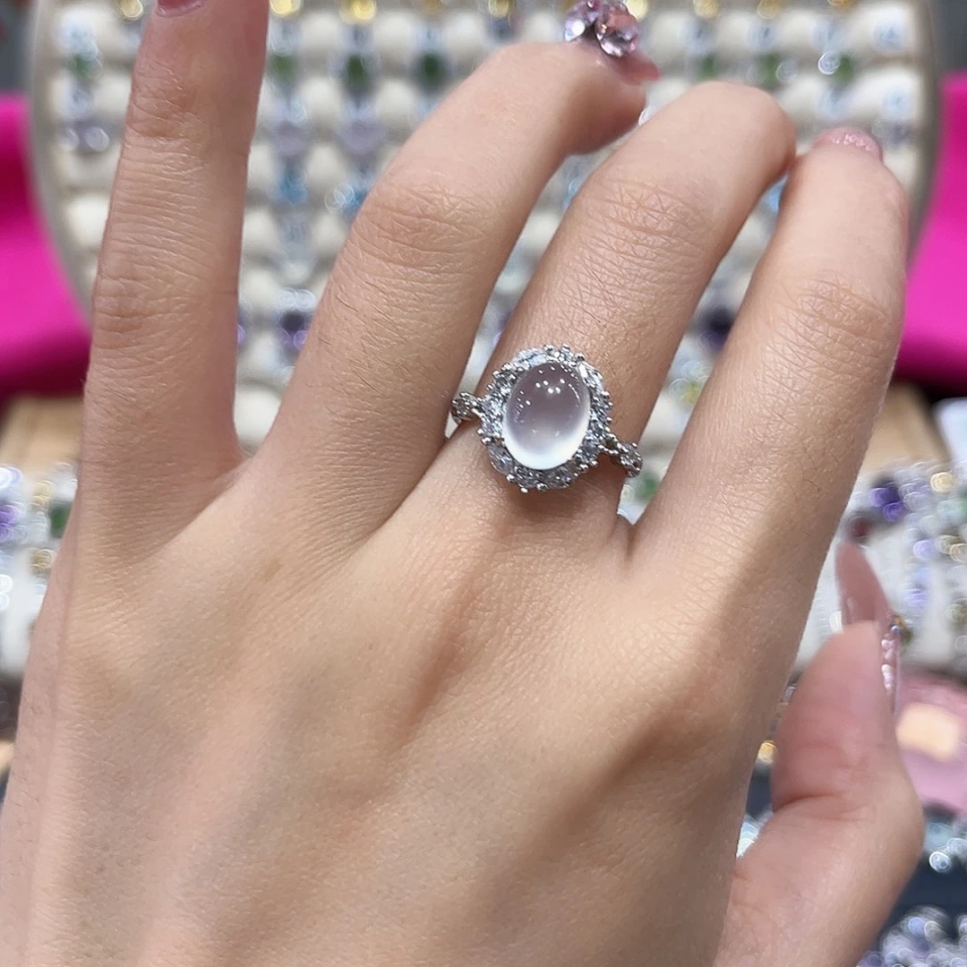 秋***灼岫玉银S925镶嵌戒指