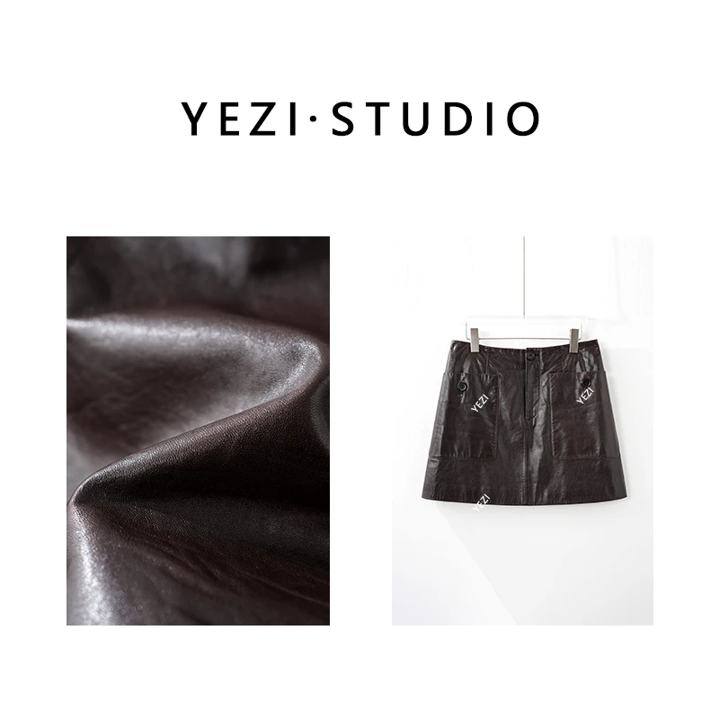 【摩登皮裙】天.然无涂层小羊皮哑光高腰显瘦摩登A字半身裙25326005