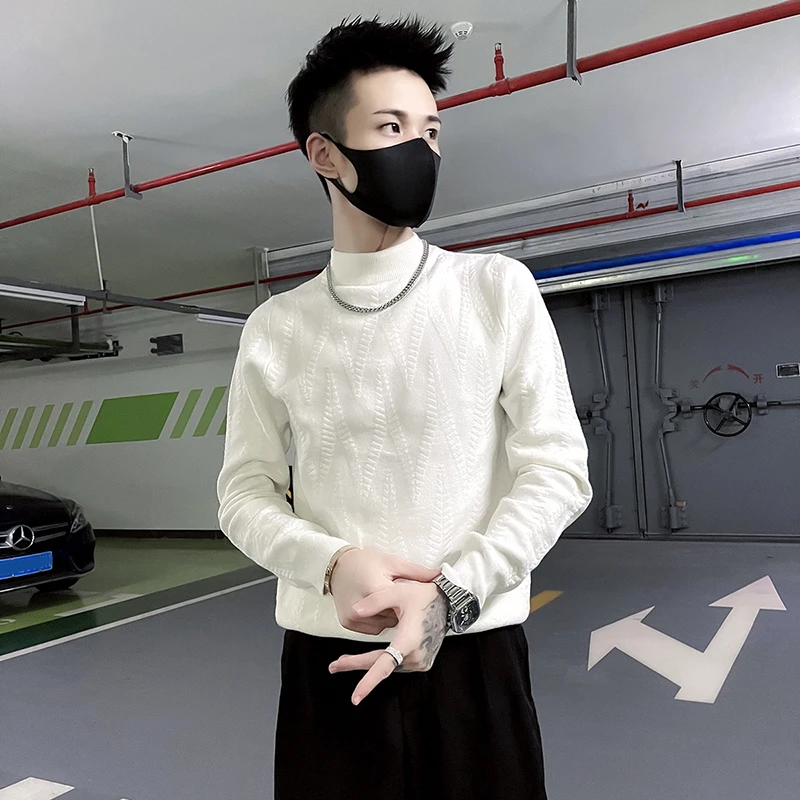 秋冬男士高级感毛衣身潮牌修身保暖针织衫矮小个子小码加厚打底衫