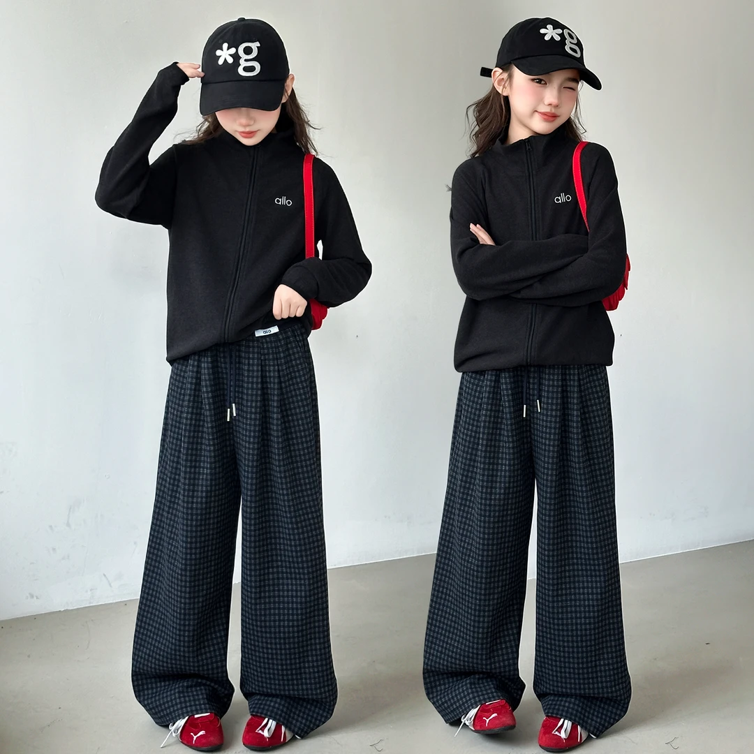 女童套装秋装6-15岁女孩2025新款时髦酷飒韩版休闲中大儿童两件套