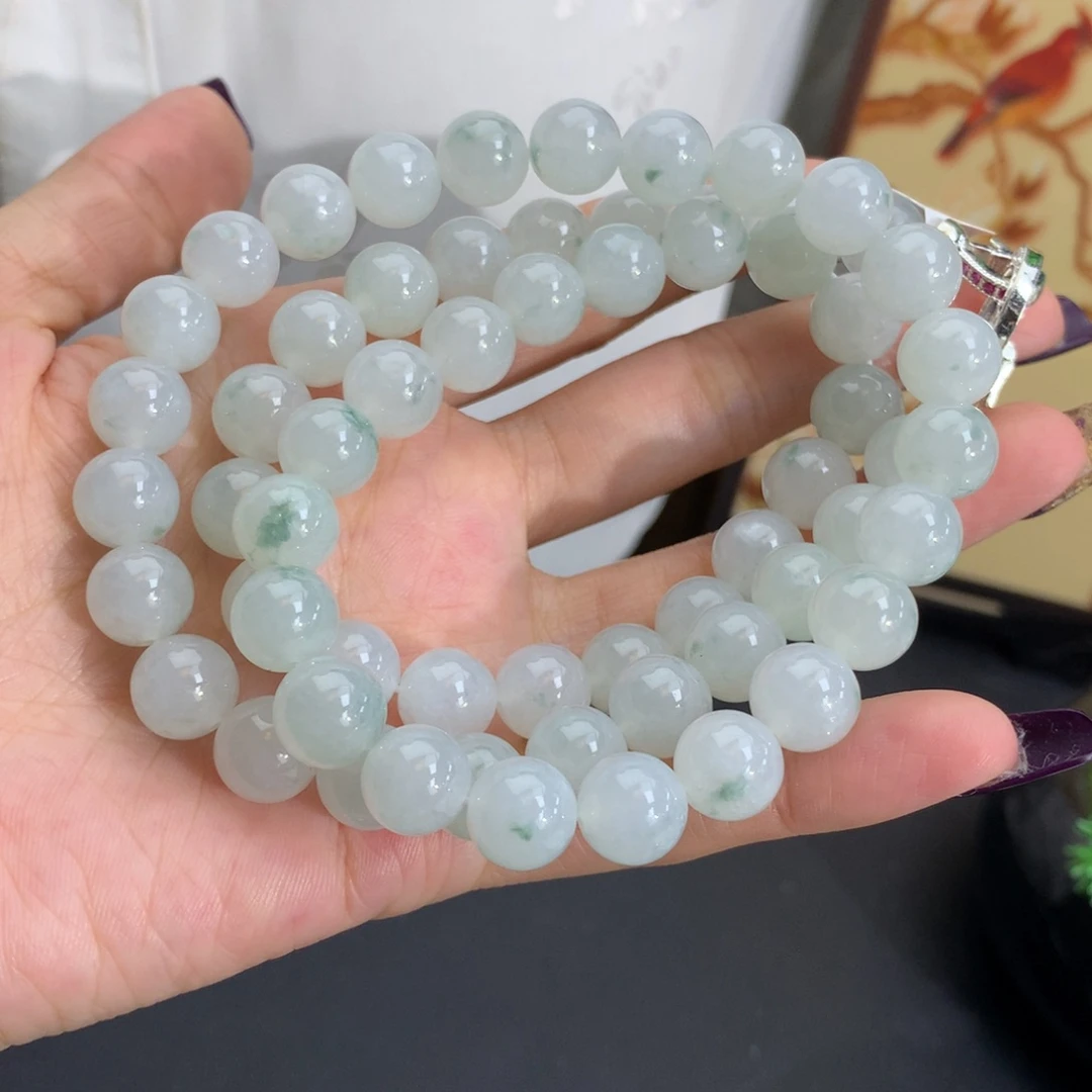 翡翠未镶嵌手串卡10胶润晴飘花项链