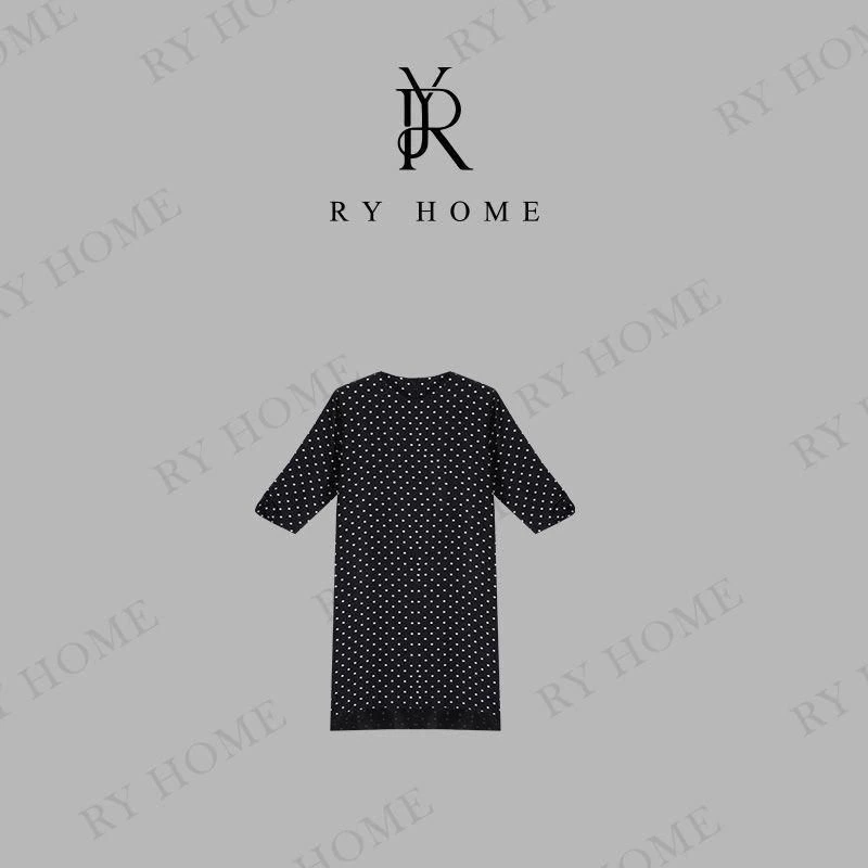 【容雨RYHOME】100桑蚕丝欧根纱波点连衣裙252L1419
