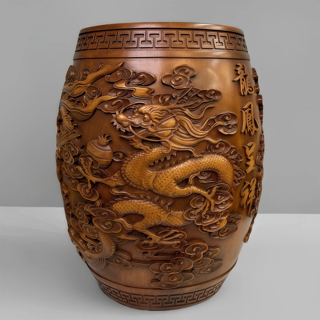 龙凤呈祥鼓凳大号中式家居饰品