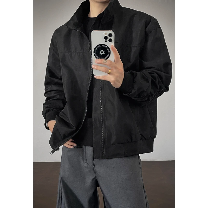 美式秋季教练夹克三防立领休闲纯色复古男款户外工装飞行百搭外套