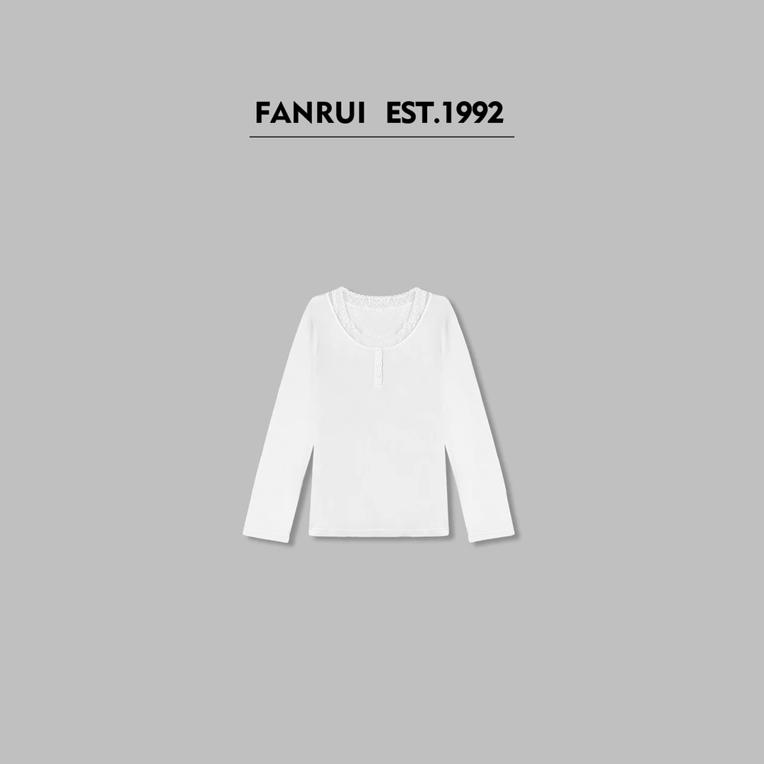 FANRUI/泛芮「莱赛尔」蕾丝假两件洋气百搭设计感针织上衣B14681