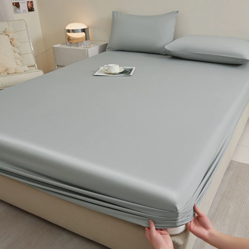 单层轻奢纯棉床笠单件全棉纯色床罩席梦思棕垫防滑保护套防尘床单