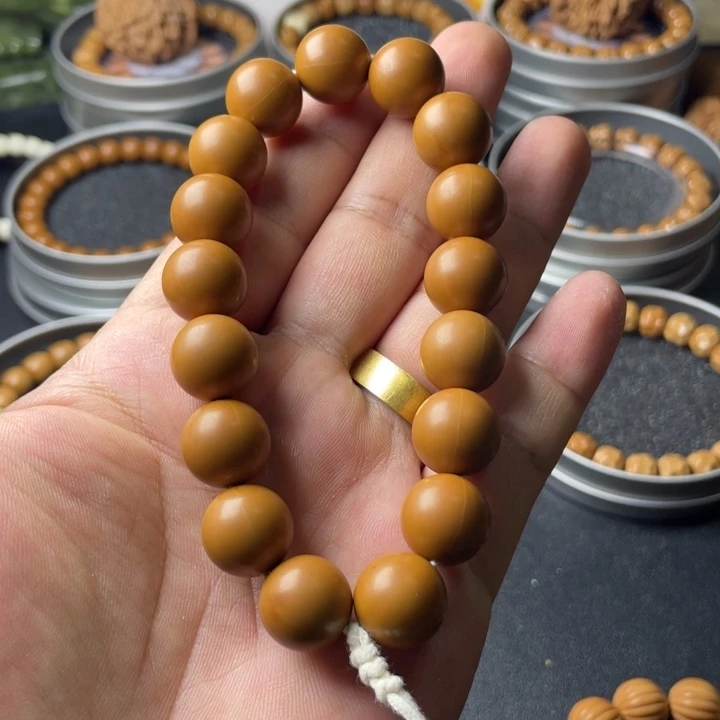 猴头核桃手串微微瑕龙岩正圆光珠14