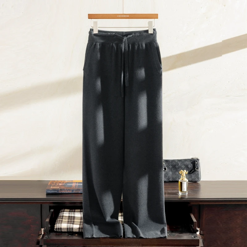 2025新款精纺纯山羊绒直筒裤男士显瘦时尚舒服百搭春季男款羊绒裤