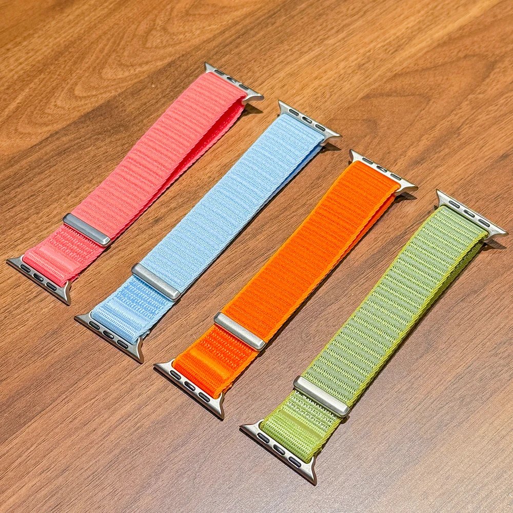 适用Applewatch魔术贴回环表带iwatchS10透气表带ultra1/2代se987