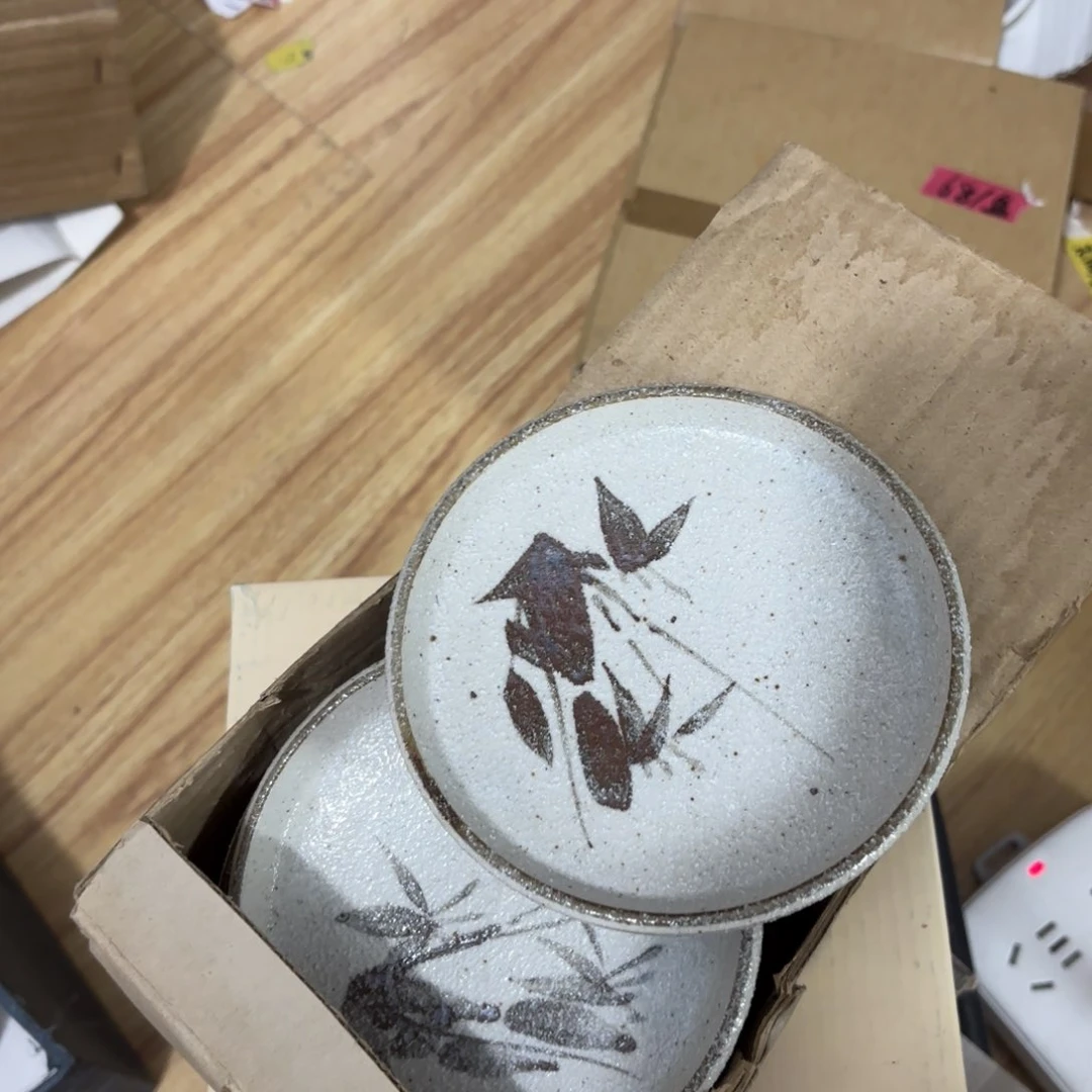 默认微瑕满38包邮陶胎杯托一套5只