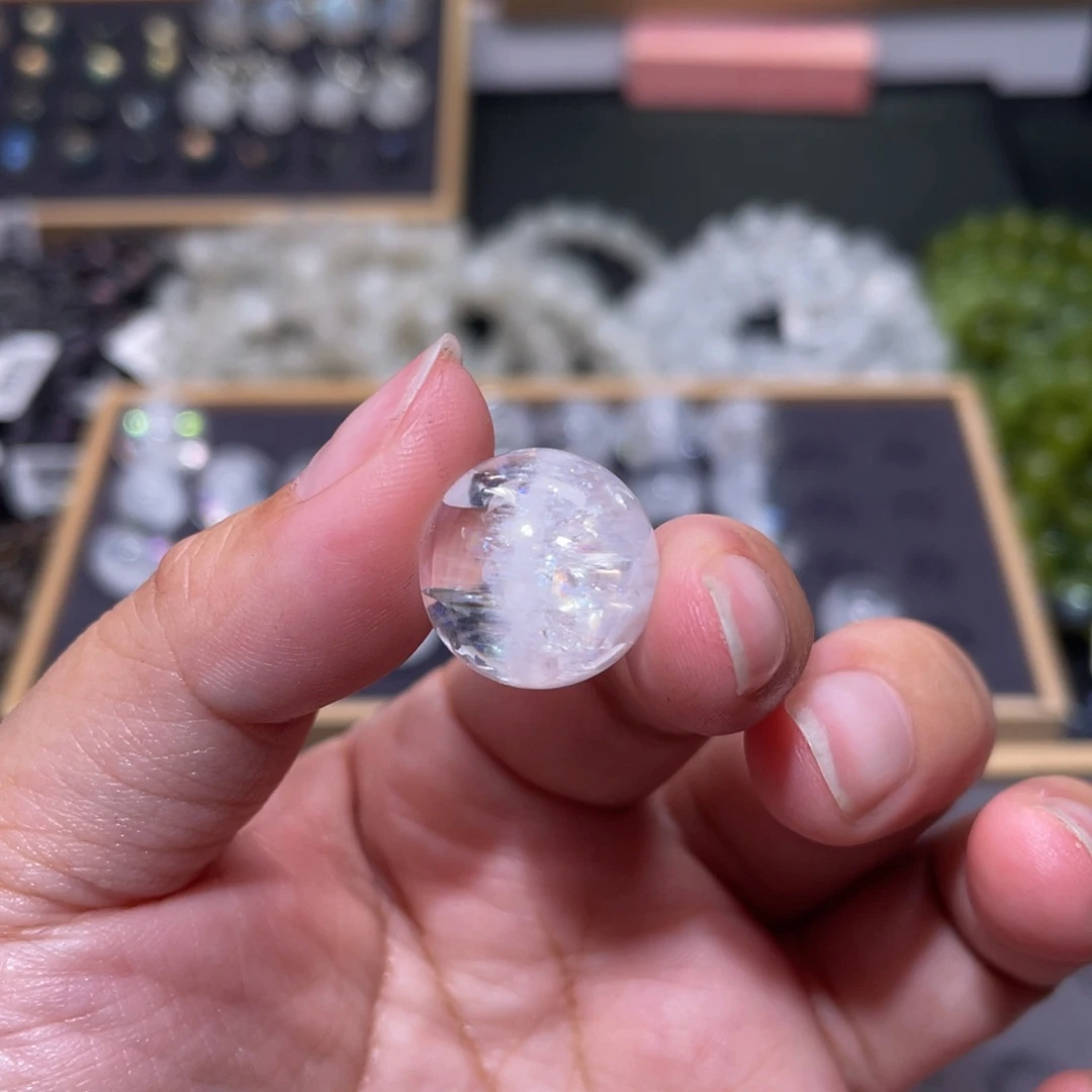 水晶颈饰未镶嵌孟**-彩虹白幽灵单珠16mm+