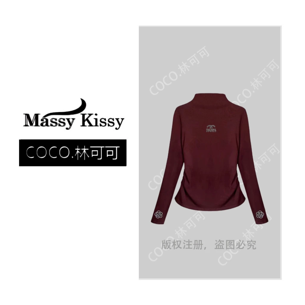 【COCO林可可】轻奢时尚透气百搭修身T恤秋冬半高领上衣