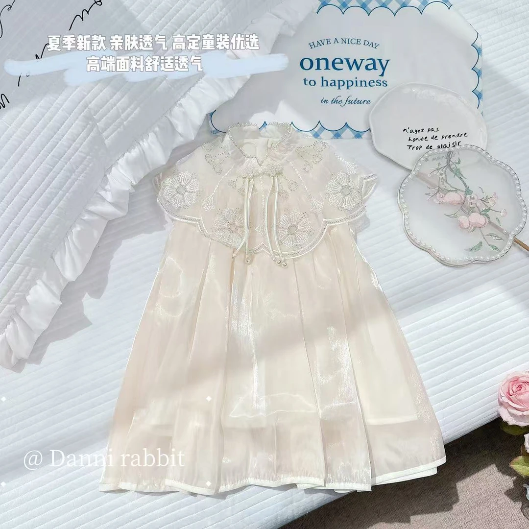 【Dannirabbit】国风珍珠盘扣女童连衣裙X-7731