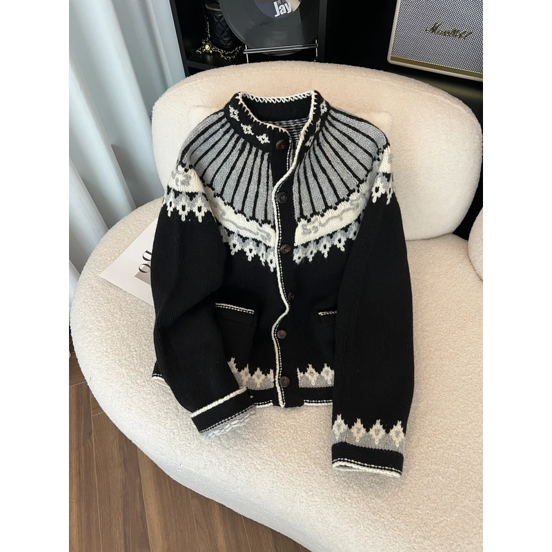 KAISIO春秋花色开衫百搭上衣时尚针织衫2411084