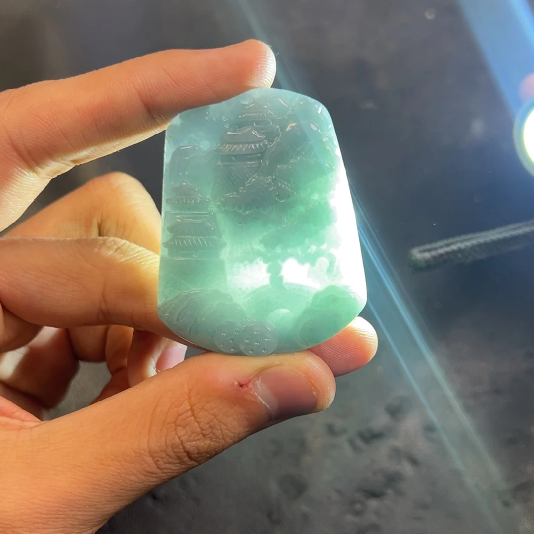 颈饰未镶嵌翡翠多样性翡翠手工山水牌