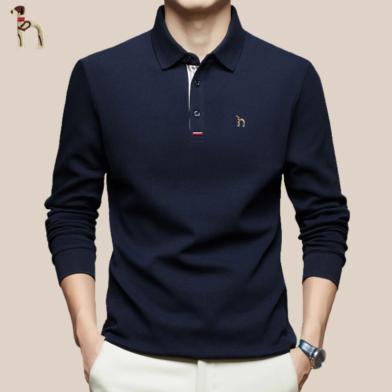【奥特莱斯撤柜】纯棉长袖T恤男士2025秋冬新款轻奢百搭打底POLO衫