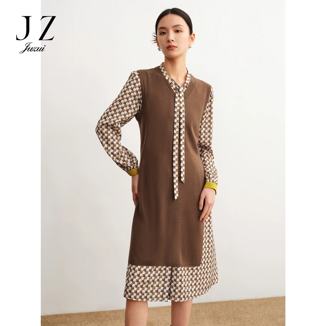 【安雅专属】商场同款JZ玖姿JWDQ50011休闲通勤两件套连衣裙女
