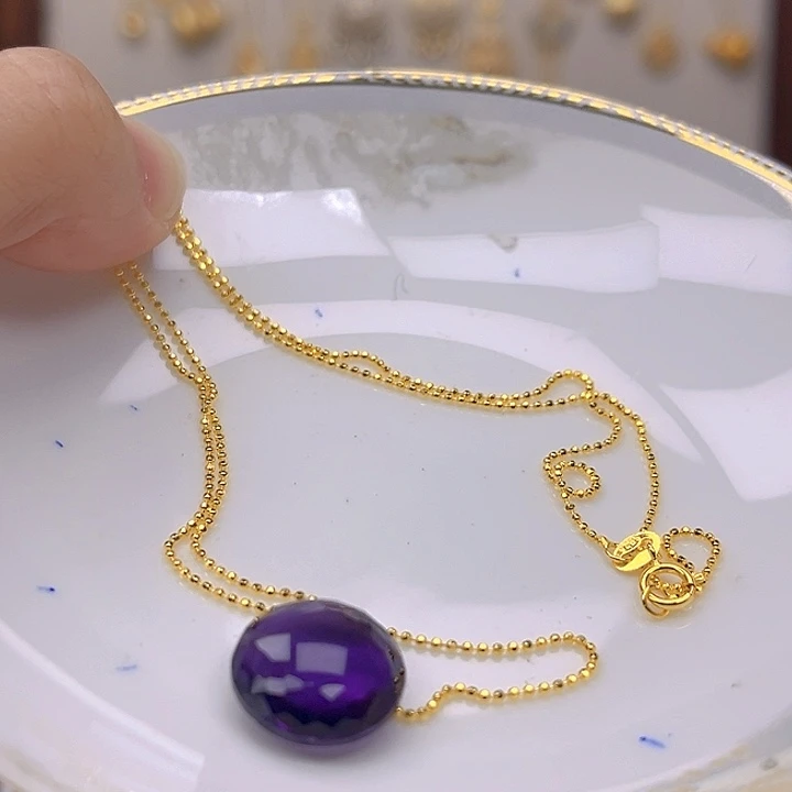 银S925镶嵌颈饰紫晶紫晶925镶嵌109