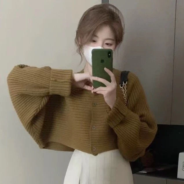蝙蝠袖显瘦毛衣开衫女2025春秋新款软糯糯慵懒高级感圆领针织外套