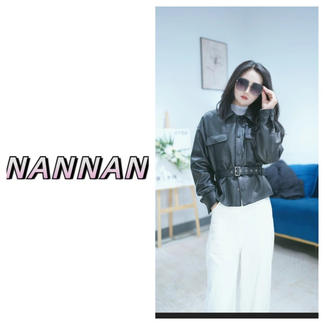 春季走秀款泡皮杨树林（宋佳）同款真皮头层山羊皮泡皮短款收腰显瘦