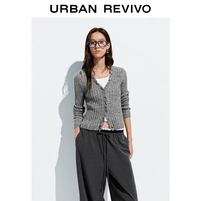 UR2025秋季新款女装休闲彩色亮片修身短款针织开衫UYL950152+