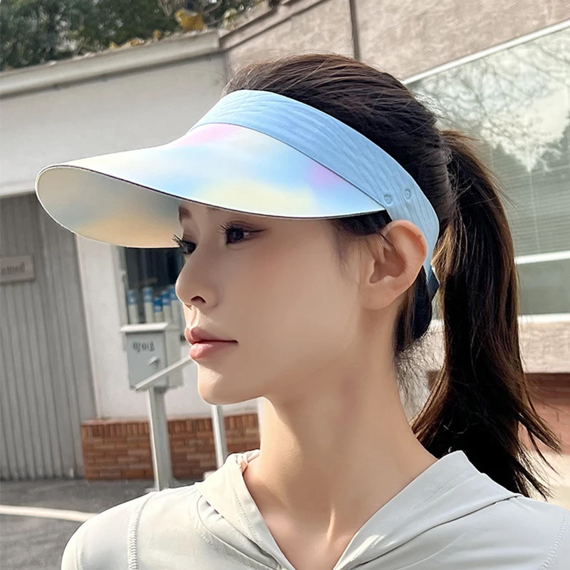 专业户外跑步防晒帽女防紫外线户外无痕一体遮阳帽渐变骑行太阳帽