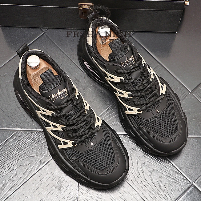 法莎尼亚男鞋夏季网面透气气垫减震跑步运动休闲厚底增高老爹潮鞋