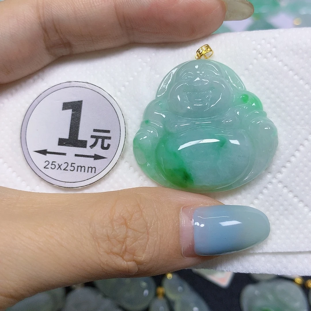 翡翠18K金镶嵌颈饰挂件