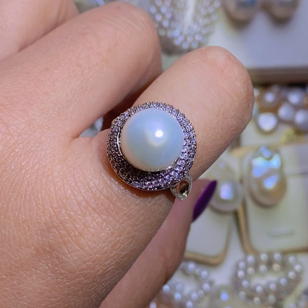 银S925镶嵌淡水珍珠珍珠