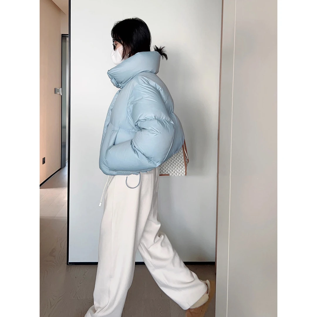 联名泡芙羽绒服女短款2025冬新款加厚韩版白鸭绒立领面