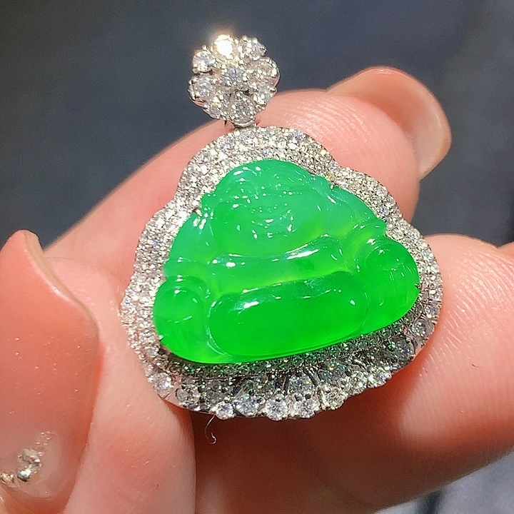 翡翠18K金镶嵌吊坠(不含链)