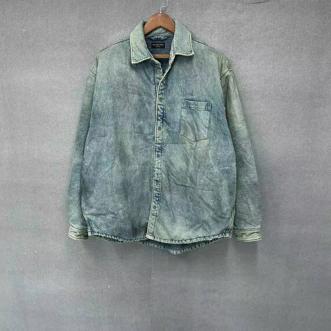 未使用 Balenciaga/巴黎世家 (pm)水洗做旧牛仔棉服带吊S码/5303