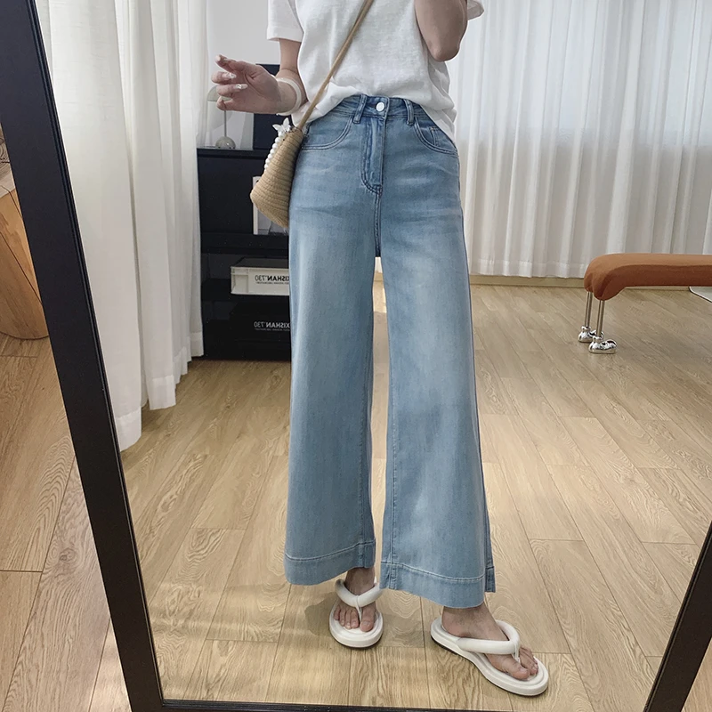 300斤大码高腰显瘦宽松直筒牛仔裤女夏季新款裤子奶奶阔腿九分裤