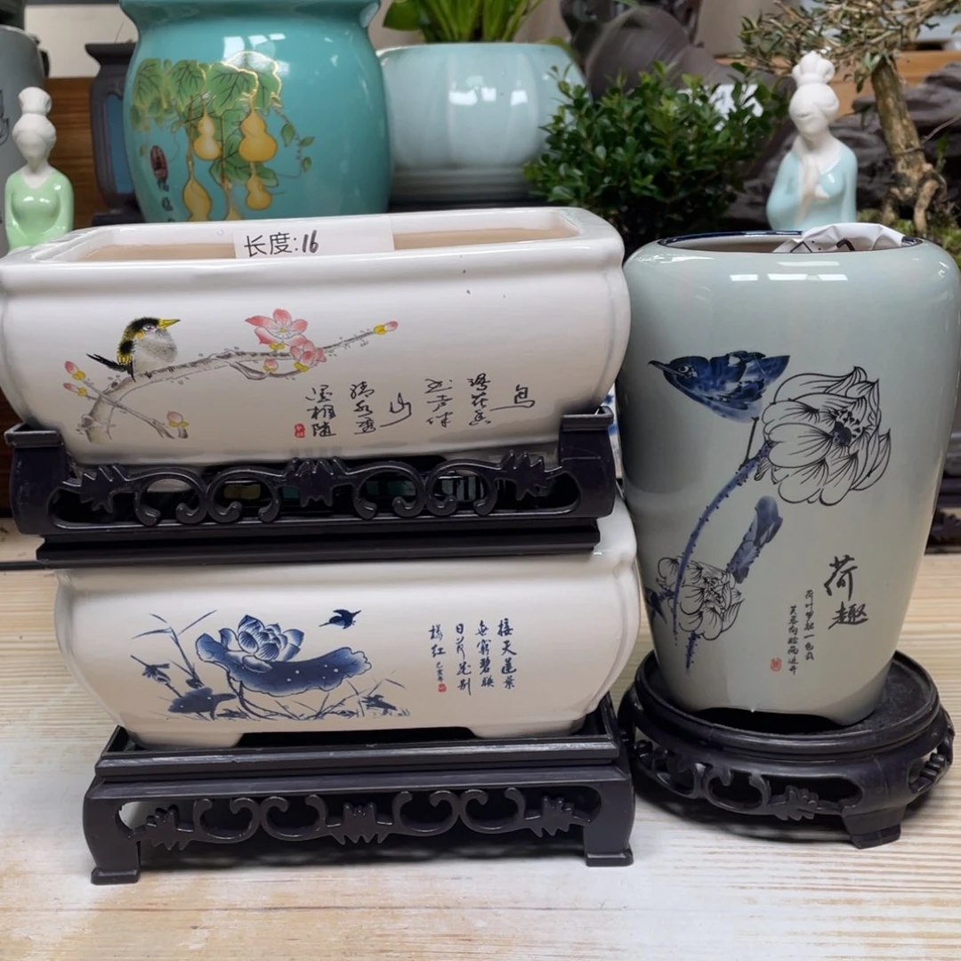 紫砂花盆陶瓷艺术花盆陶瓷