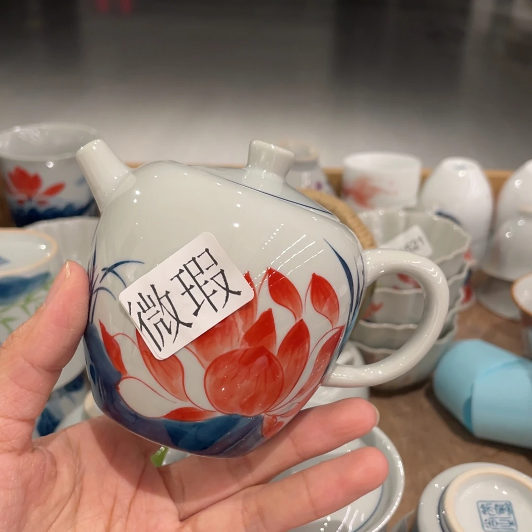 釉下手绘茶具微瑕
