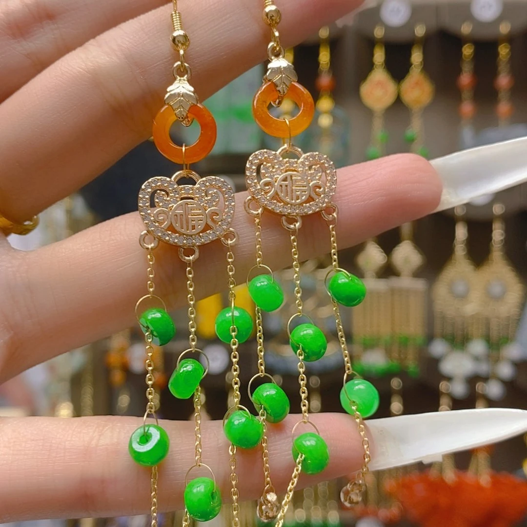 合金翡翠耳饰翡翠