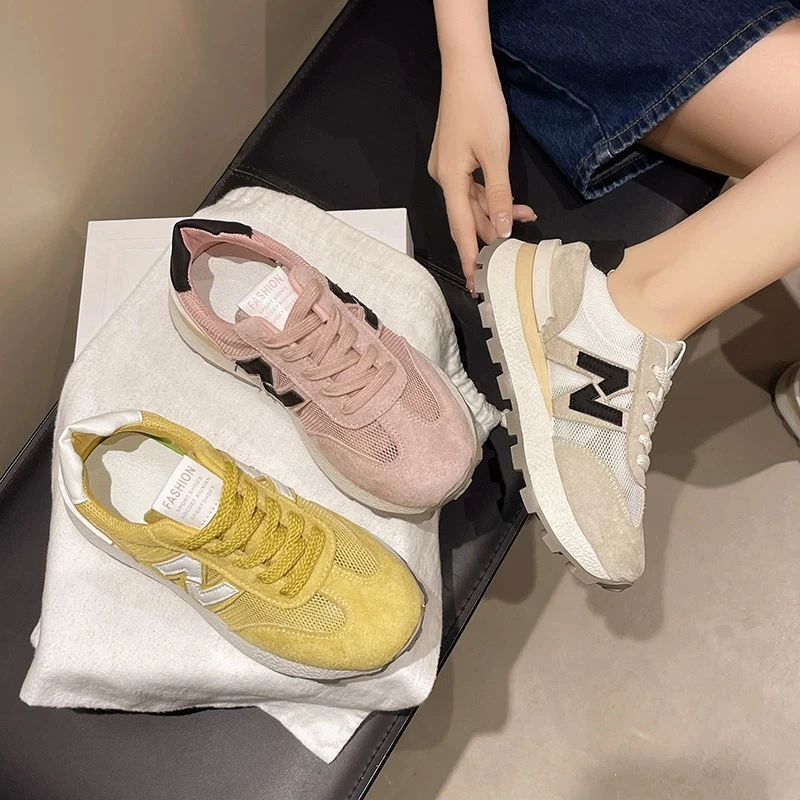 2025夏季网面阿甘鞋女透气百搭增高厚底韩版休闲鞋N