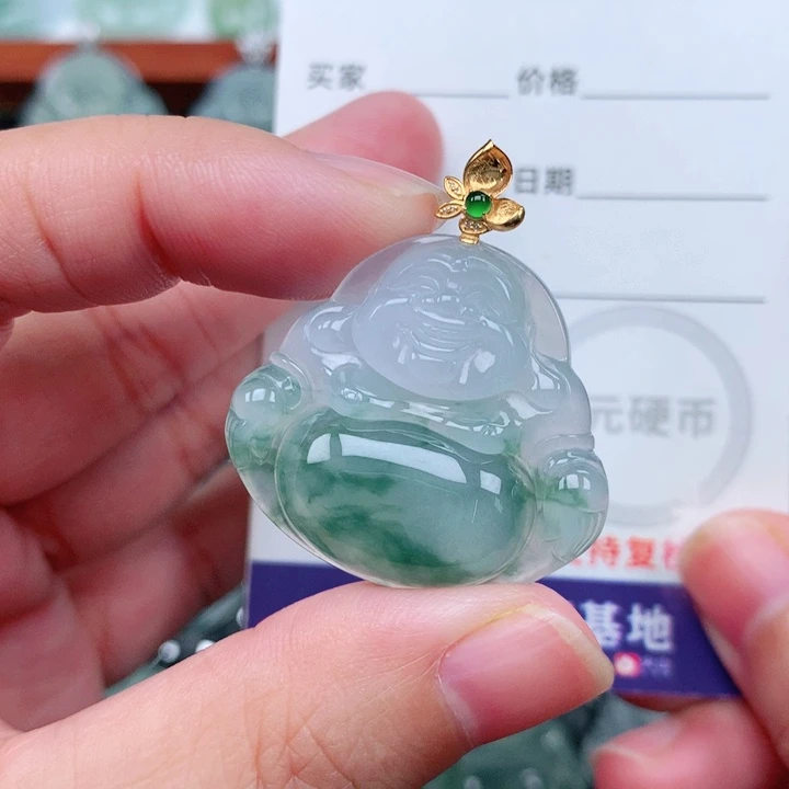 吊坠(不含链)18K金镶嵌翡翠