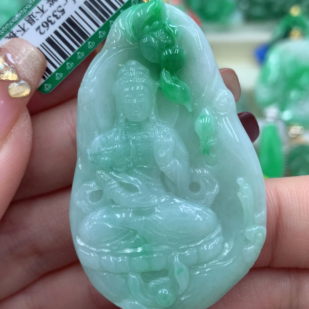 翡翠吊坠(不含链)18K金镶嵌
