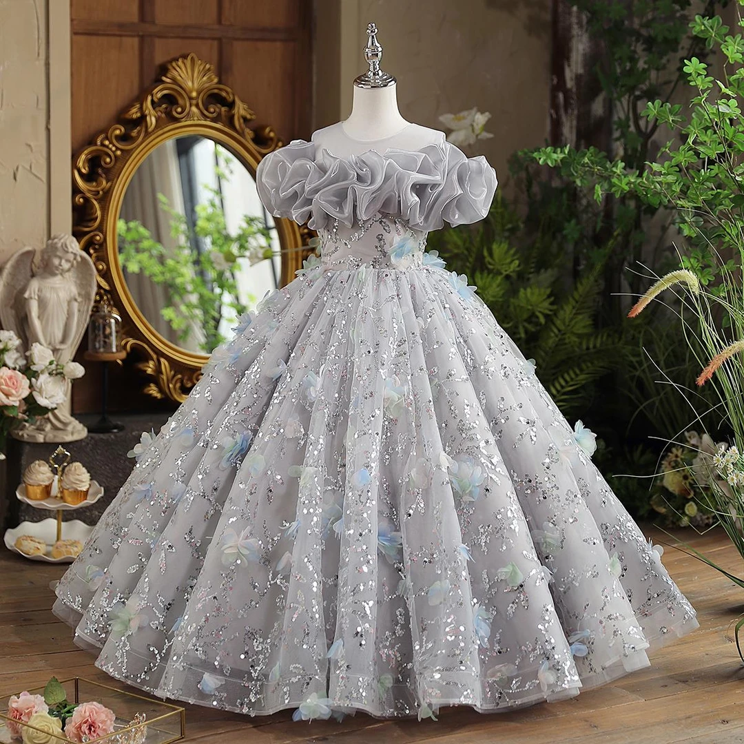 高端女童礼服轻奢小众花童女孩生日公主裙洋气走秀钢琴演奏演出服