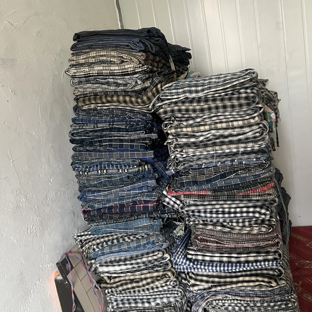 纯棉格子手捻棉老土布